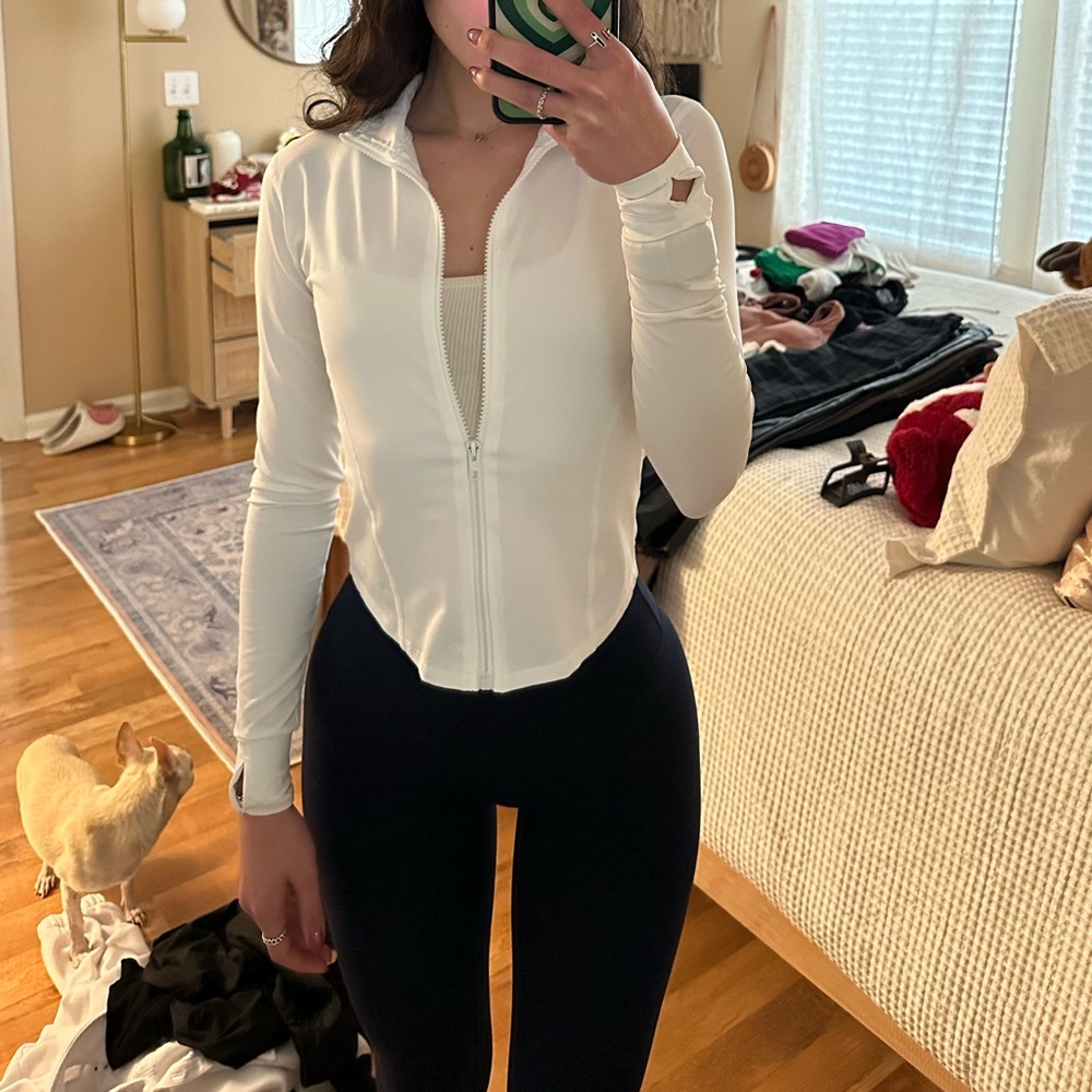 White Full-Zip Workout Jacket (XS)